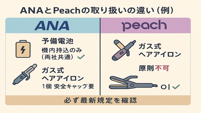 ANAとピーチでの取り扱い差