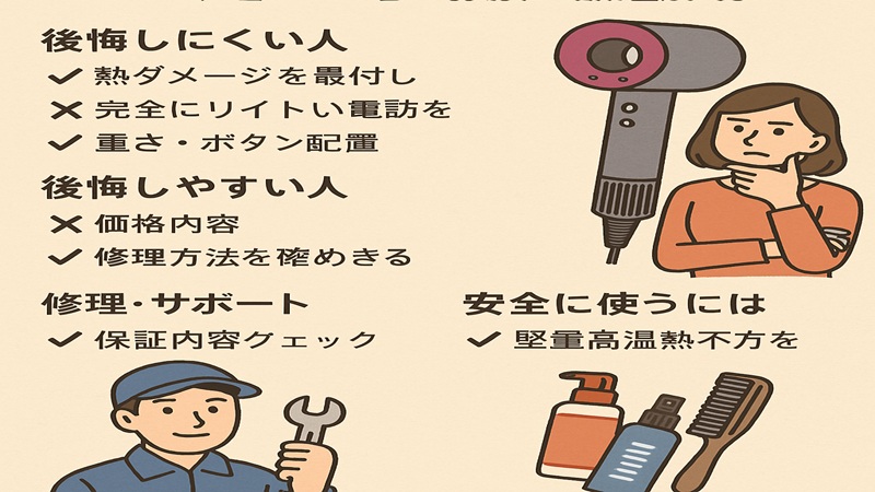 ダイソンのドライヤーは買うと後悔する？修理やはげる真相を徹底解明
