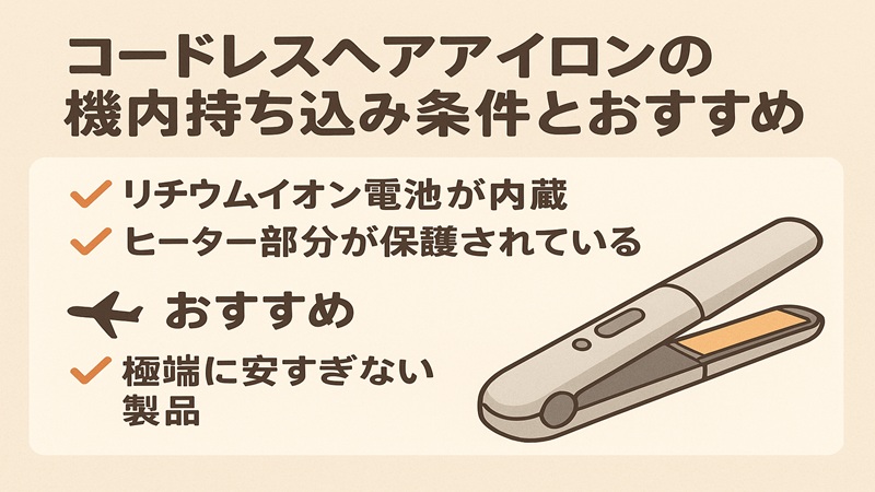 コードレスヘアアイロンの機内持ち込み条件とおすすめ