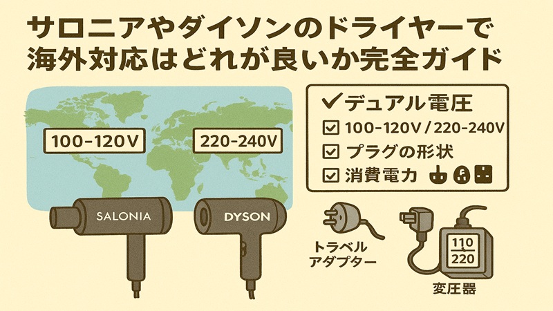 サロニアやダイソンのドライヤーで海外対応はどれが良いか完全ガイド