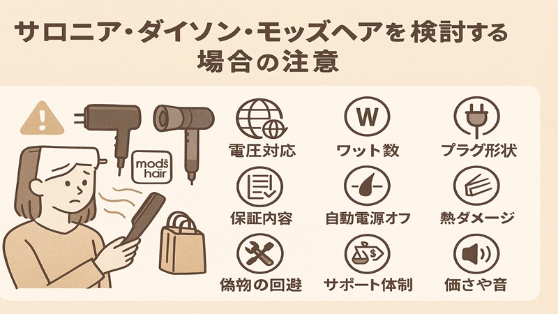 サロニア・ダイソン・モッズヘアを検討する場合の注意