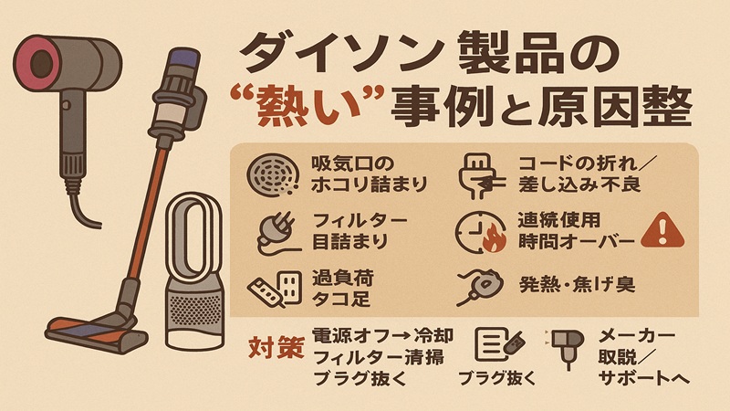 ダイソン製品の熱い事例と原因整理