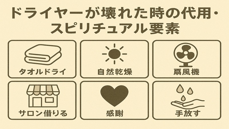 ドライヤーが壊れた時の代用。スピリチュアル要素