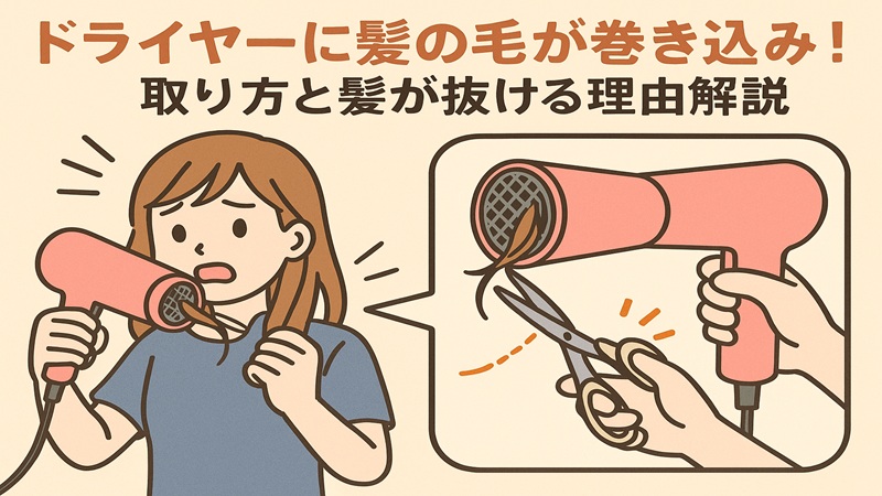 ドライヤーに髪の毛が巻き込みされた際の取り方と髪が抜ける理由解説