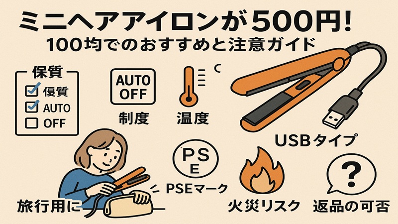 ミニヘアアイロンが500円！100均でのおすすめと注意ガイド