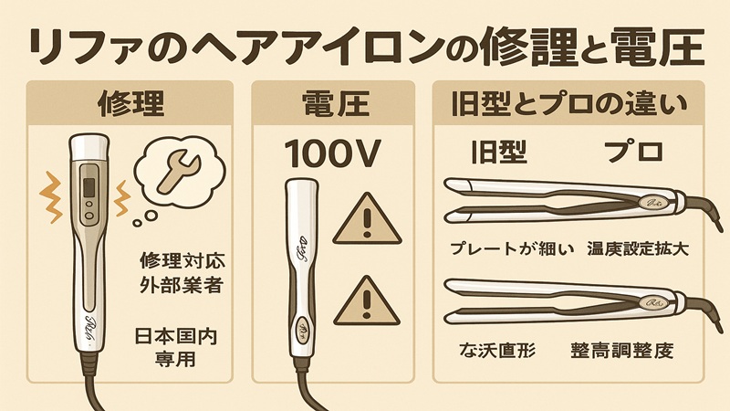リファのヘアアイロンの修理と電圧。旧型とプロの違い
