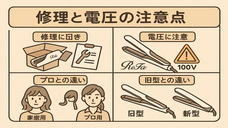 リファのヘアアイロンの修理と電圧の注意点！プロとの違い旧型との差