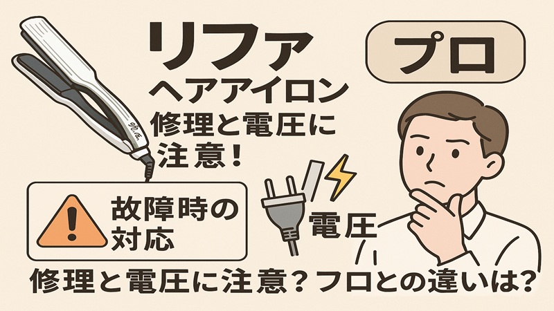 リファヘアアイロン修理と電圧に注意！プロの違いは？