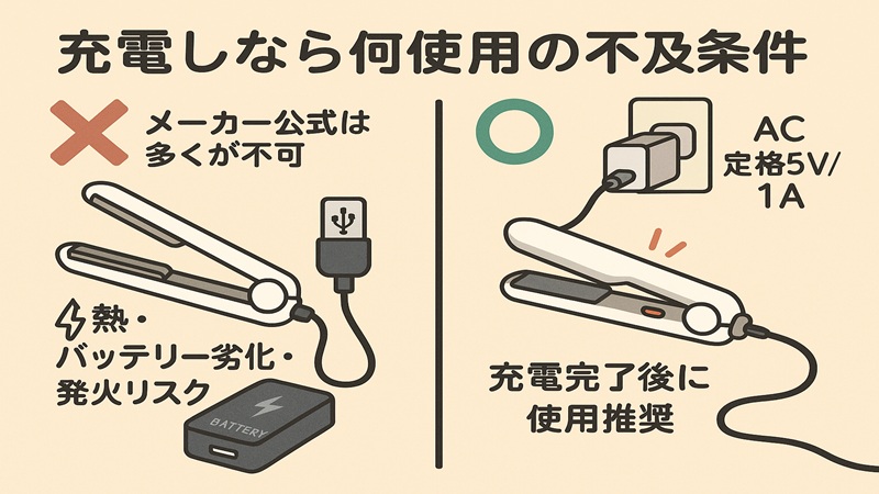 充電しながら使用の可否と条件