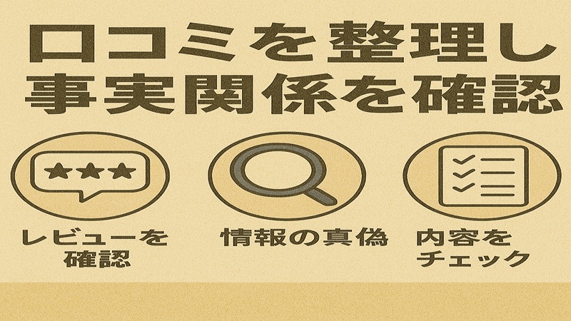 口コミを整理し事実関係を確認