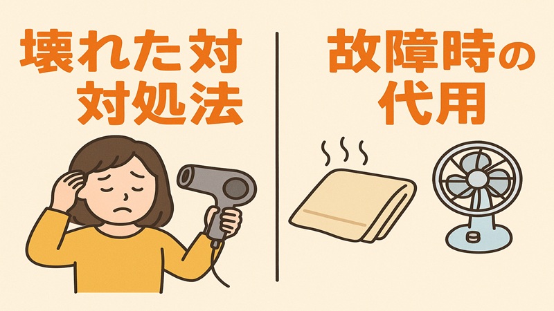 壊れた対処法と故障時の代用