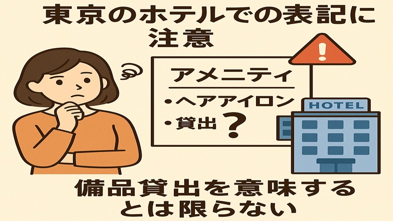 東京のホテルでの表記に注意