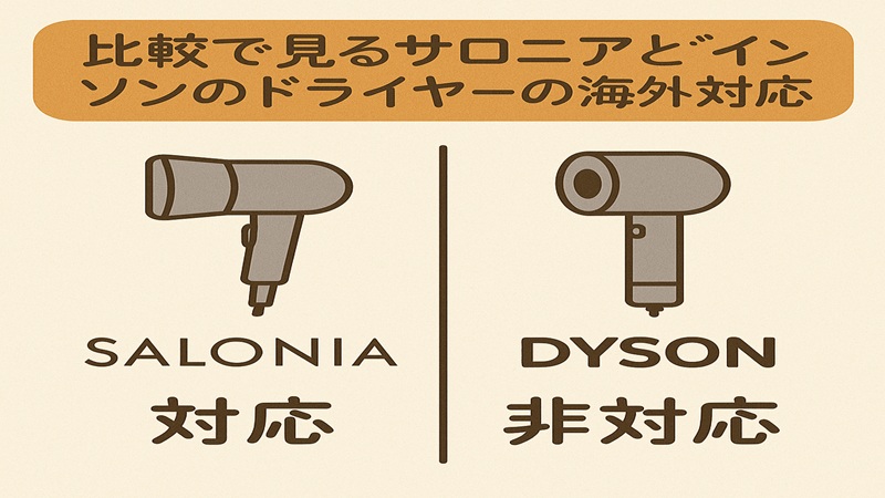 比較で見るサロニアとダイソンのドライヤーの海外対応