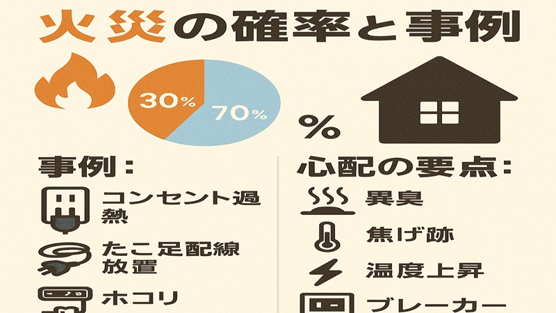 火災の確率と事例。心配の要点