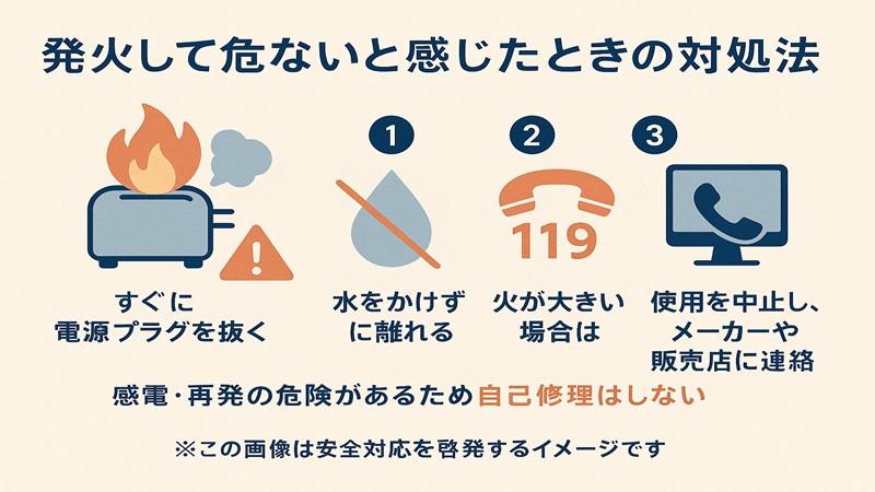 発火して危ないと感じたときの対処法