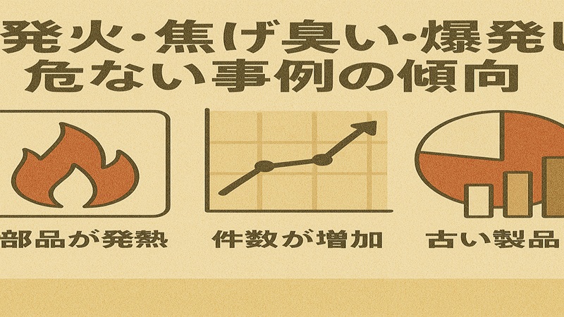 発火・焦げ臭い・爆発して危ない事例の傾向