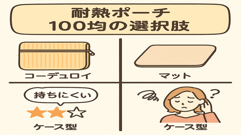 耐熱ポーチ。100均の選択肢