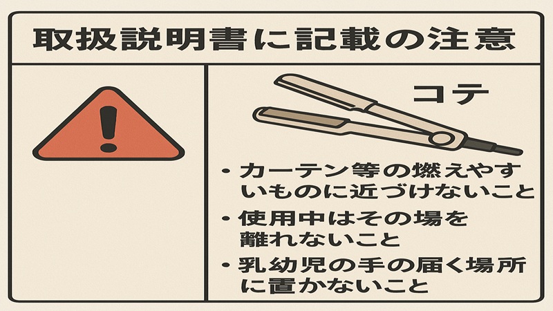 説明書に記載の注意点