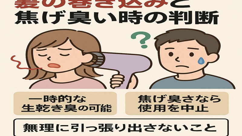 髪の巻き込みと焦げ臭い時の判断