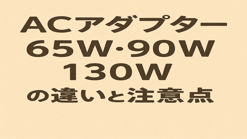 ACアダプタ65W・90W・130Wの違いと注意点