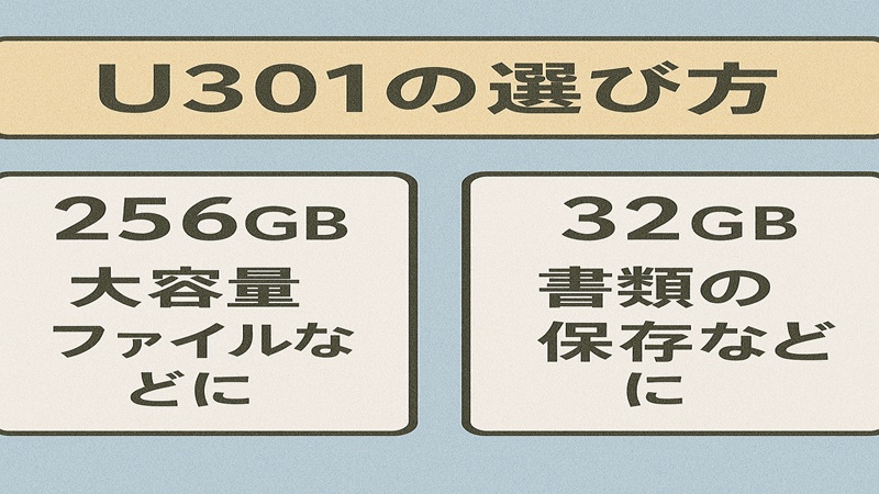 U301の256GBと32GBの選び方