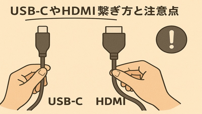 USB-CやHDMIの繋ぎ方と注意点