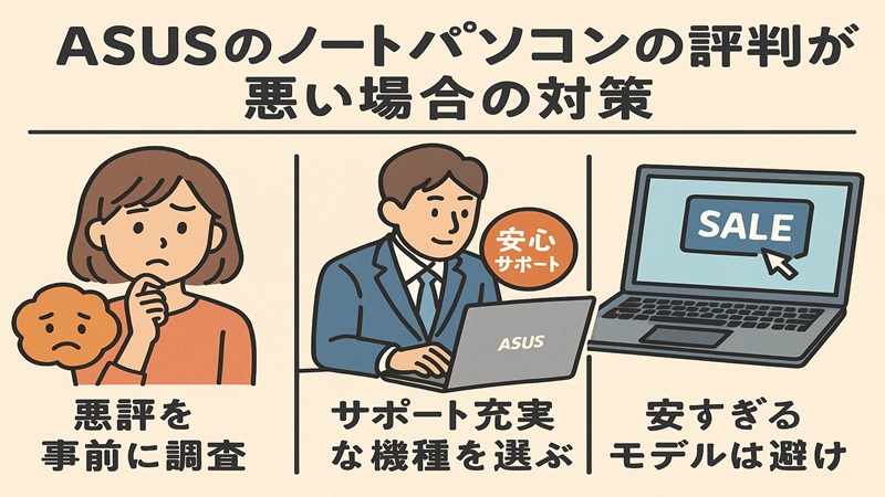 asusのノートパソコンの評判が悪い場合の対策