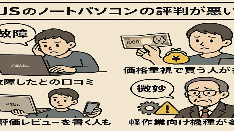 asusのノートパソコンの評判が悪い実像