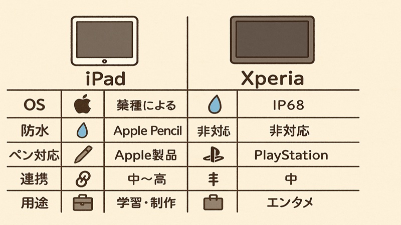 iPadとXperiaを比較