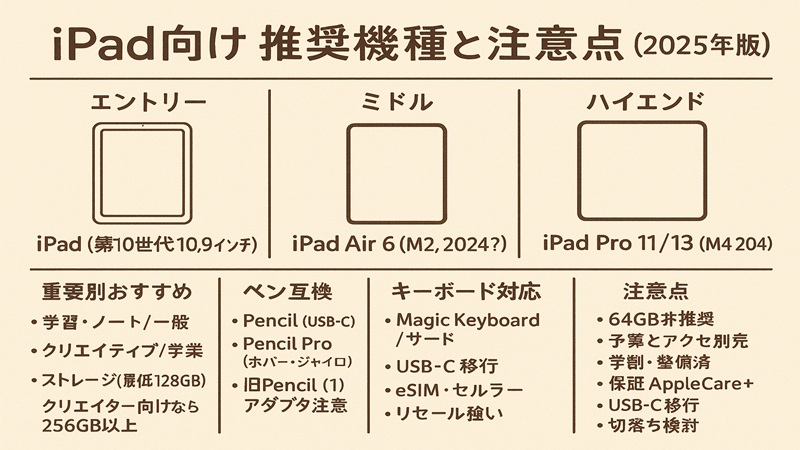 iPad向け推奨機種と注意点
