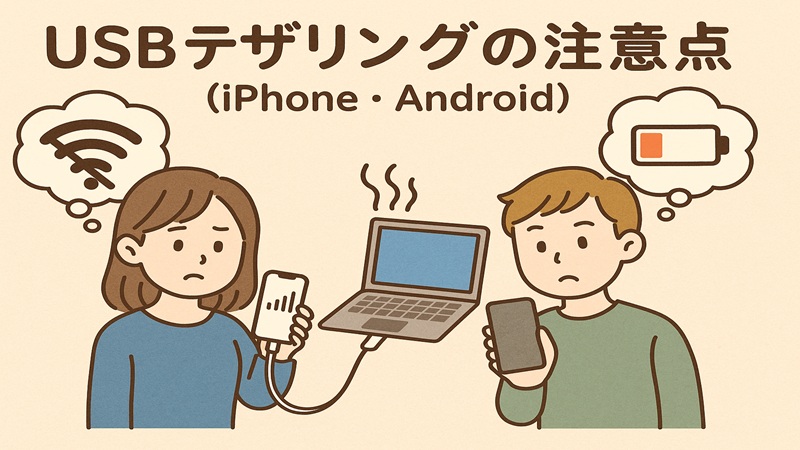usbテザリング（iphone・android）の注意点を解説