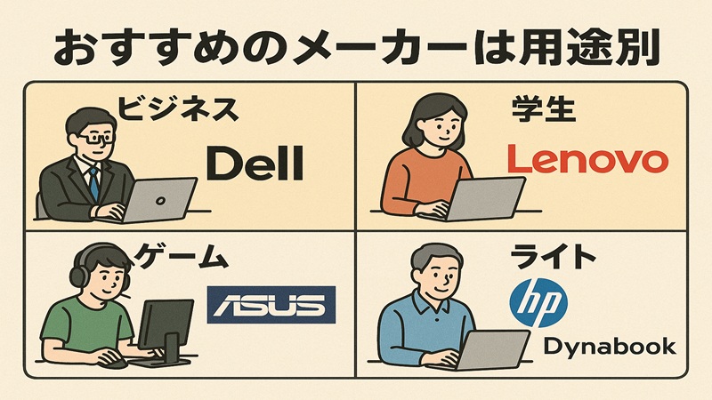 おすすめのメーカーは用途別