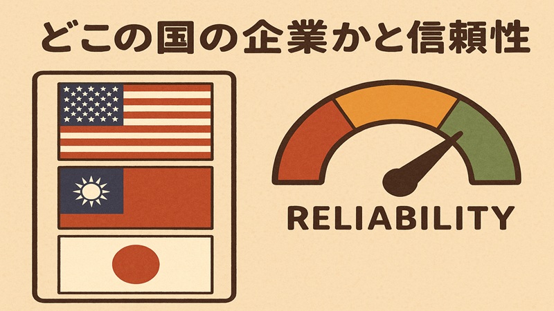 どこの国の企業かと信頼性