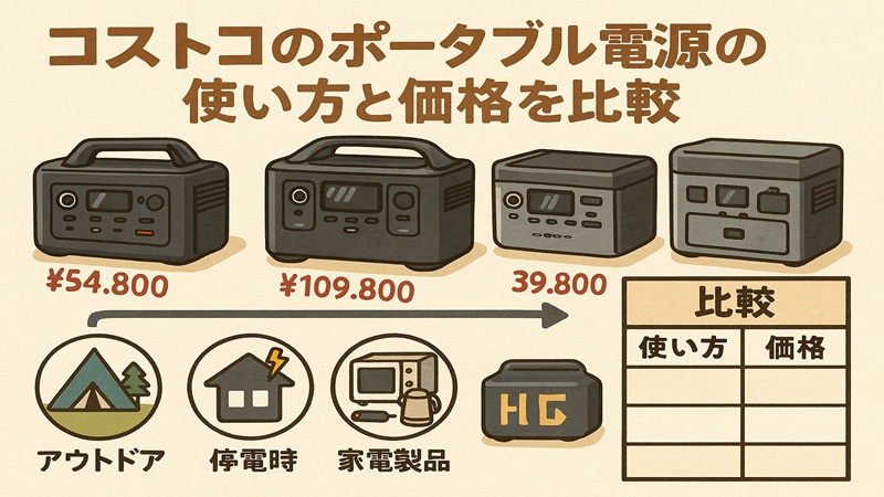 コスト個のポータブル電源の使い方と価格を比較