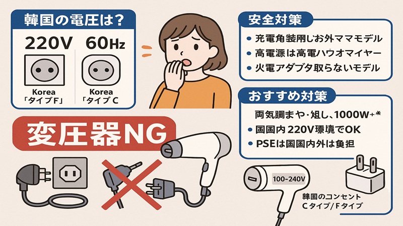 ドライヤーの海外変圧器と韓国対応モデルの選び方とおすすめ対策