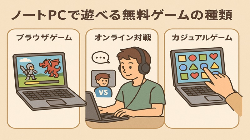 ノートPCで遊べる無料ゲームの種類