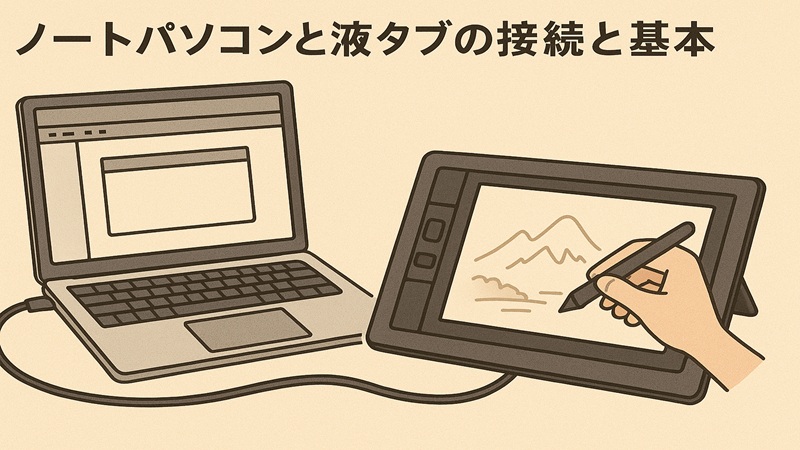 ノートパソコンと液タブの接続と基本