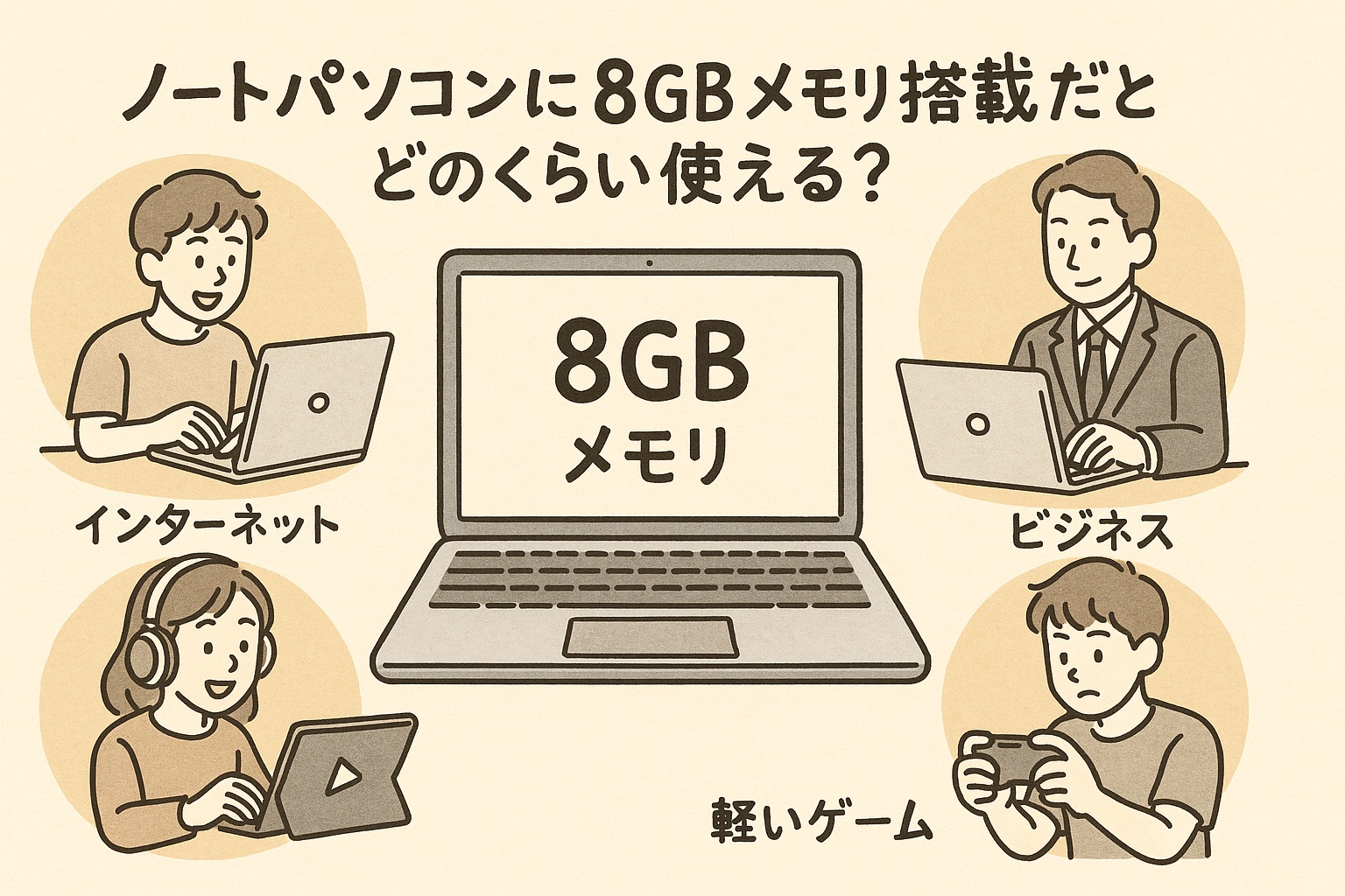 ノートパソコンに8gbメモリ搭載だとどのくらい使えるか用途別解説
