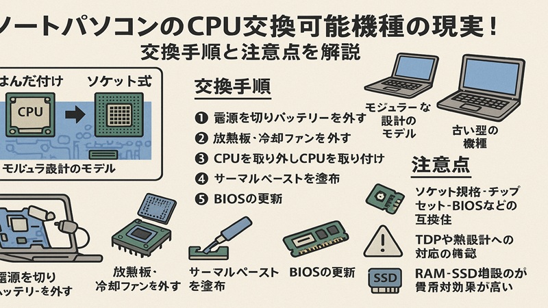 ノートパソコンのcpu交換可能機種の現実！交換手順と注意点を解説