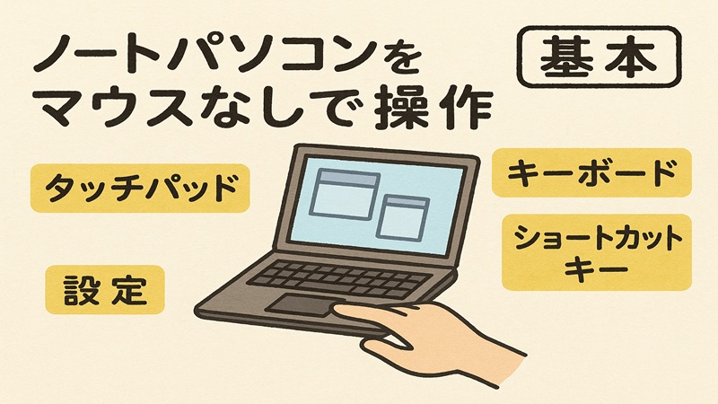 ノートパソコンのマウスなし操作のやり方基本