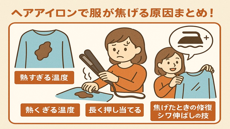 ヘアアイロンで服が焦げる原因まとめ！焦げる時の修復とシワ伸ばし術