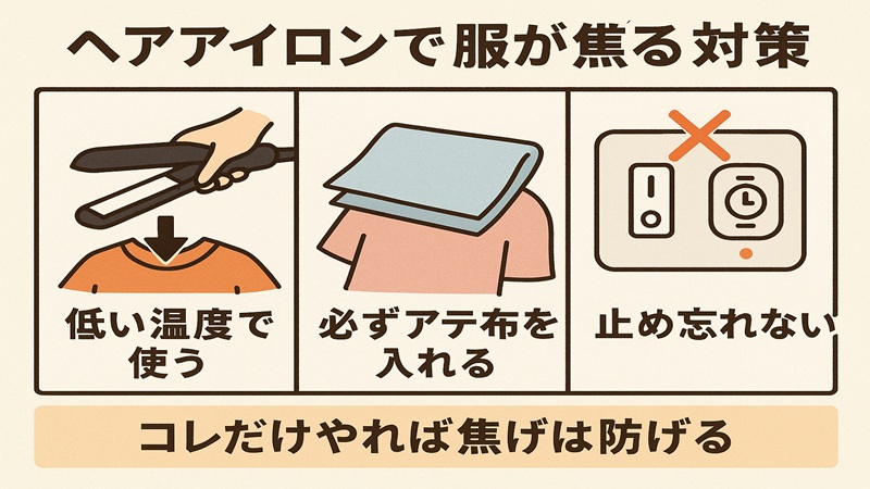 ヘアアイロンで服が焦げる対策