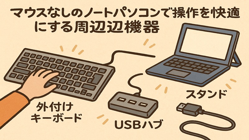 マウスなしのノートパソコンで操作を快適にする周辺機器