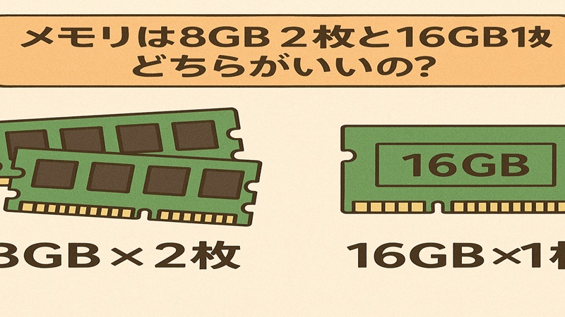 メモリは8gb2枚と16GB1枚どちらがいいか