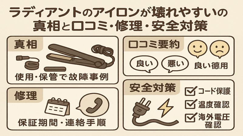 ラディアントのアイロンが壊れやすいの真相と口コミ・修理・安全対策
