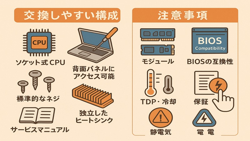 交換しやすい構成と注意事項