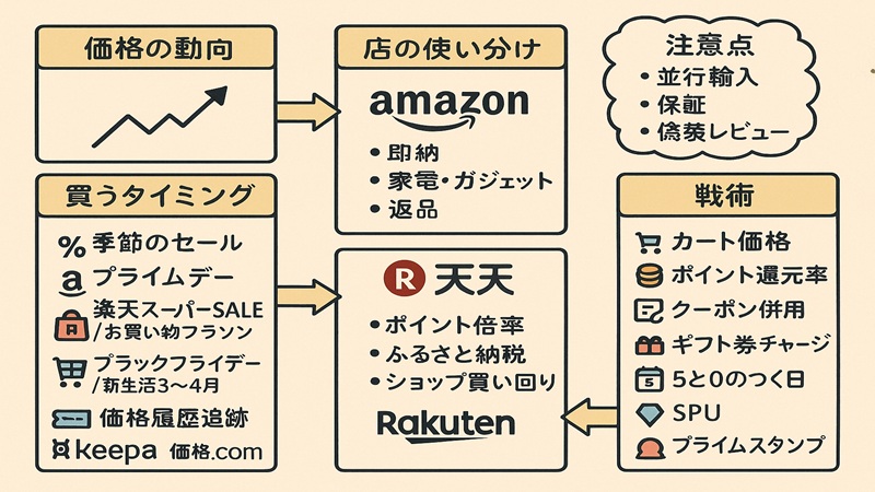 価格と買い時、Amazon楽天の使い分け