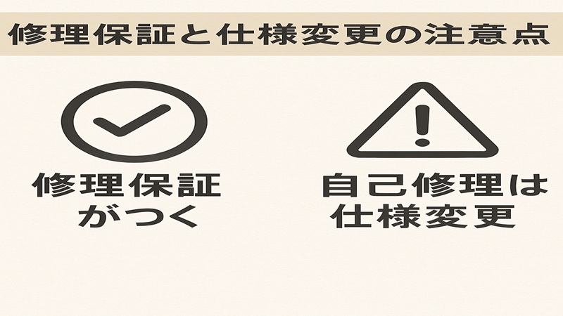 修理保証と仕様変更の注意点