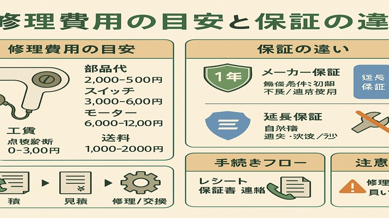 修理費用の目安と保証の違い
