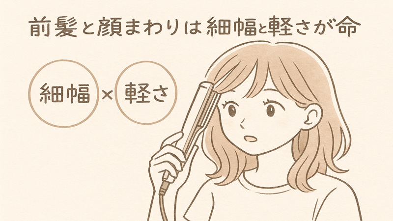 前髪と顔まわりは細幅と軽さが命